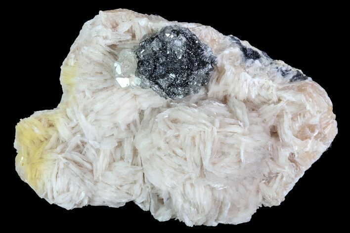 Cerussite Crystals with Bladed Barite on Galena - Morocco #100774